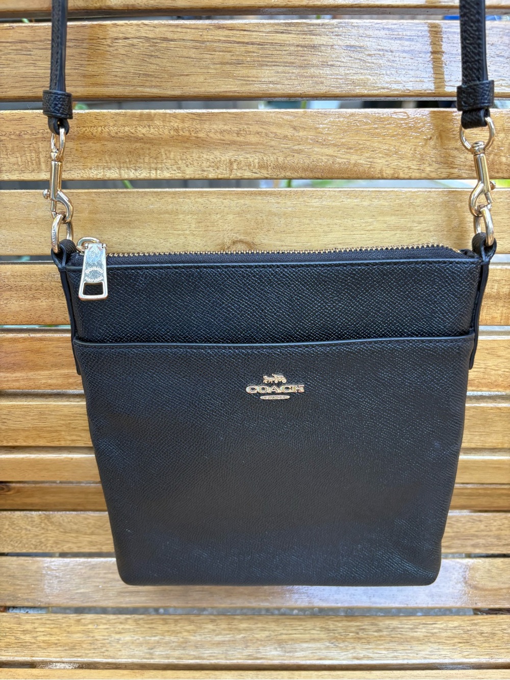 Coach Kitt Messenger Crossbody Black Crossgrain Gold 91220